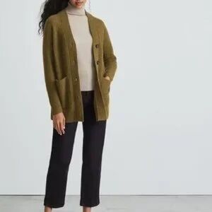 Everlane The Oversized Alpaca Cardigan (Olive)